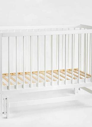 Гр кроватка для младенцев "казка-2" (1) шарнирный подшипник с выдвижной планкой (белый+белая планка)