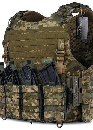 Плитоноска warmor gen.4 с увеличенной площадью защиты пиксель + 4 подсумков