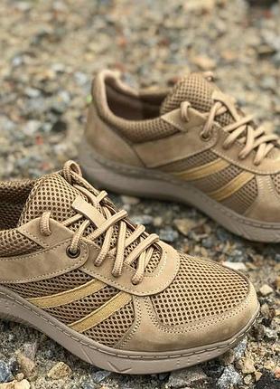 Тактические летние кроссовки из натурального нубука и 3d сеткой для вентиляции койот 44