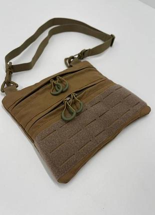 Сумка через плечо из велькро большая 35x28 см койот піксель