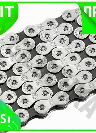 Ve цепь велосипедная grey's 8шв new version silver/grey 116 звеньев для 8 скоростных кассет трансмисси n6w_ver