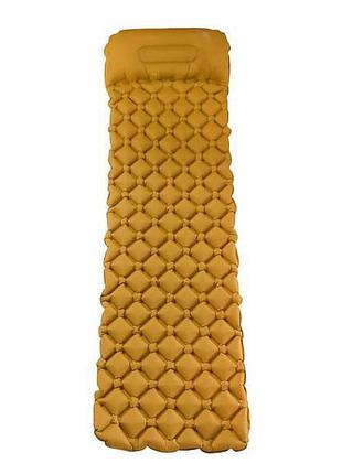 Туристичний надувний карімат з помпою матеріал: 40d nylon + tpu 195*56 жовтий