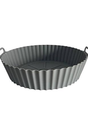 Форма в аерогриль круглая силиконовая 19142 20х20х5 см серая