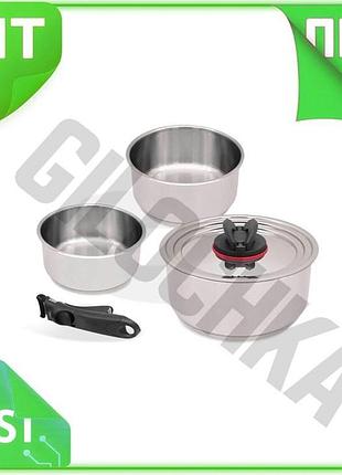 Ve набор посуды нержавеющий maestro new version 3 шт кастрюли с ручкой для готовки и запекания из нерж n6w_ver