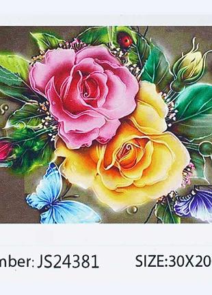Картина из кристаллов js 24381 (50) "tk group", 20х30 см, с волшебными розами в коробке