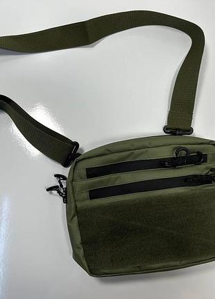 Тактическая наплечная сумка из велкро олива