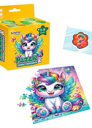 Игра-головоломка с сюрпризом «единорожка» vt8030-01, 180 элементов, сквиш-сюрприз, в коробке