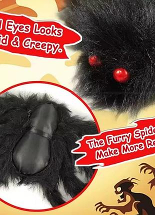 Декорация игрушка паук 75 см черный с красными глазами — украшение для хэллоуина, розыгрышей, реалистичный с гибкими ногами