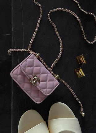 Chanel calfskin quilted perfect fit wallet on chain mioni pink магнитная коробка 12х8.5х4