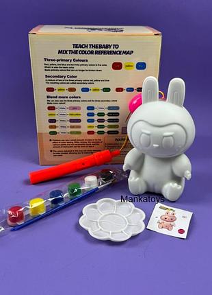 Розмальовка лабуба скарбничка копілка, фарби з пензликом в комплекті fd888-38a/888-6 а