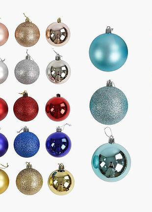 Новорічні декоративні кульки c 67754 (48) 12 шт, діаметр 8 см, у слюді, різноманітний дизайн