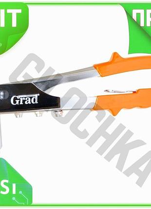 Ve заклепочник хромированный 250мм grad new version с насадками для заклепок 2,4 3,2 4,0 4,8 мм инстру n6w_ver