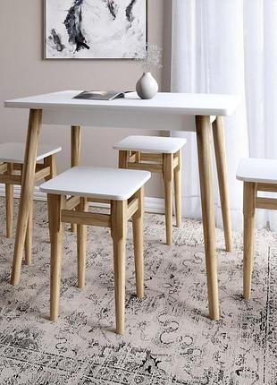 Стол и 4 табурета обеденный комплект для кухни маями-2 кромка пвх 0,45 мм нимфея альба (белый) (lion-041232)