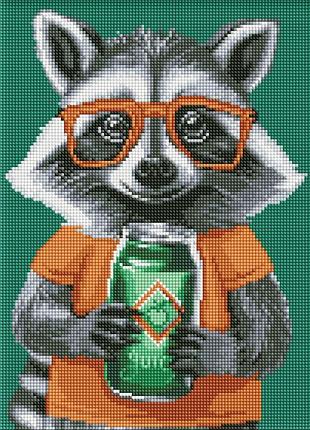 Алмазная мозаика милый енот идейка 30 х 40 amo8172