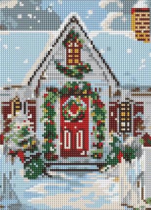 Алмазна мозаїка різдвяний будиночок ідейка 30 х 40 amo8103