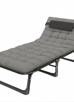 Розкладне ліжко (розкладачка) з матрацом і подушкою leobro grey (lb-fb-a1-gry)