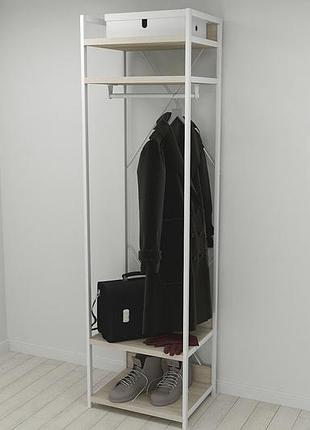 Шафа гардероб уні секція 2 серії конект ferrum-decor 220x60x50см білий метал дсп дуб сонома 32 мм (frd-104545)