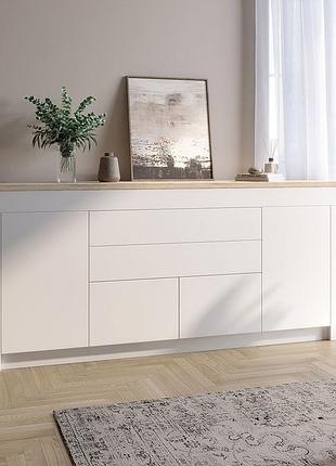 Большой комод lion ларри-2 нимфея альба/дуб сонома (lion-041064) топ