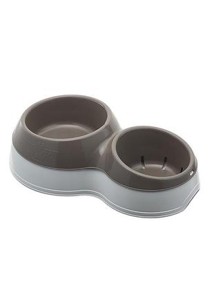 Миска для корму з подвійним дном для води medium 33x20x9h, синій