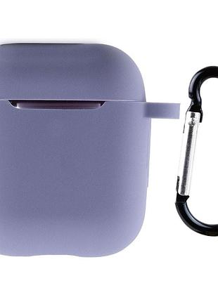 Силіконовий футляр new з карабіном для навушників airpods 1/2 сірий / lavender gray