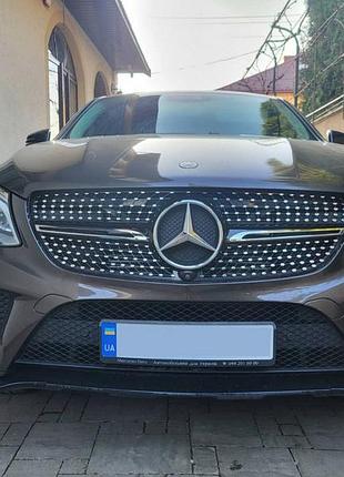 Тюнинг решетка радиатора diamond silver для mercedes gle coupe c292 2015-2019 без камеры стильный обвес ve-33