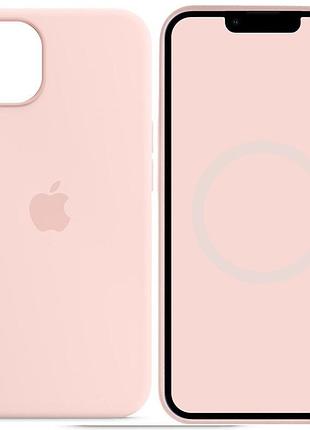 Чохол silicone case (aaa) full with magsafe and animation для apple iphone 14 (6.1") рожевий / chalk pink