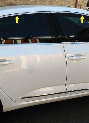 Верхня окантовка скла omsaline для renault megane iv 2016-2025 6 шт хромовані накладки для тюнінга авто dm-11