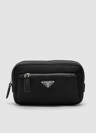 🦁 prada black nylon bumbag 21 х 13 х 6 см