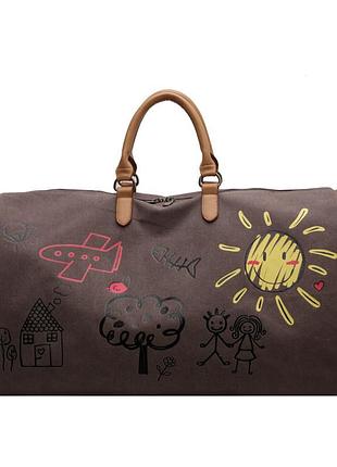 Дорожная сумка повседневная коричневая с плечевым ремнем водонепроницаемая для путешествий тренировок и работы