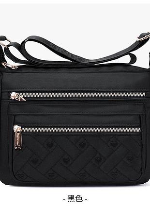 Женская черная сумка нейлоновая на плечо