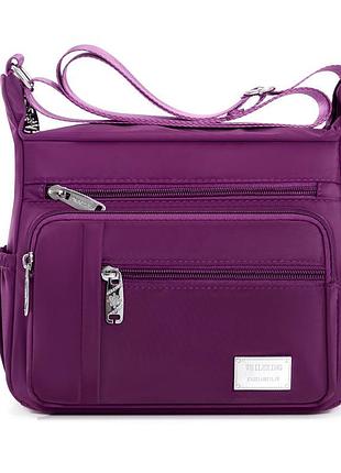 Жіноча нейлонова сумка на плече бузкова