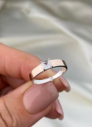 Кольцо cеребряное, 925 пробы с золотой пластиной