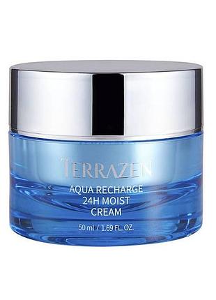 Інтенсивно зволожуючий крем для обличчя з гіалуроновим комплексом terrazen aqua recharge 24h moist cream, 50 мл