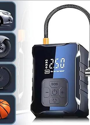 Автомобільний компресор автоматичний з дисплеєм 6000mah 150 psi 120w м-007 чорний