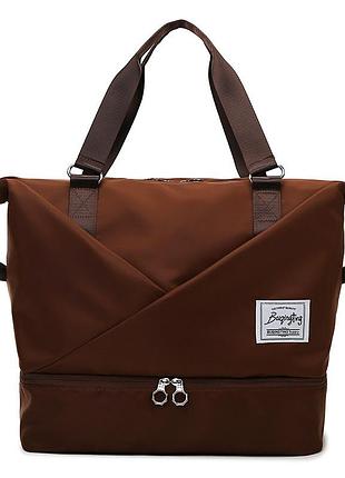 Дорожная сумка повседневная коричневая непромокаемая для работы тренировок и путешествий