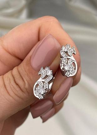 Серьги женские, серебро 925 пробы, покрытие родий