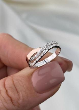 Кольцо cеребряное, 925 пробы с золотой пластиной