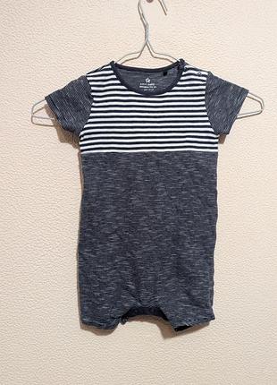Комбинезон-песочник next baby темно-синего цвета с белыми полосками и короткими рукавами. 12-18 месяцев