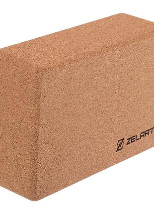 Блок для йоги пробковый fi-7850-3 коричневый (56363217), zelart