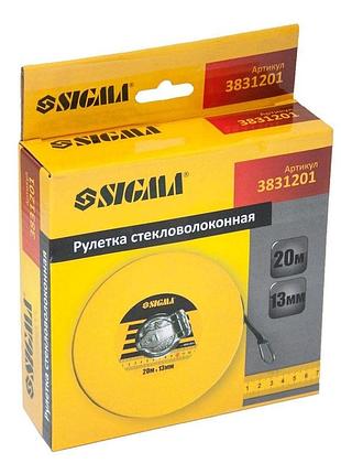 Рулетка стекловолокно sigma 20м для измерения расстояний прочная и устойчивая к коррозии ve-33 3