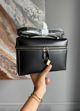 Loro piana extra pocket 23 in smooth leather black 23x15