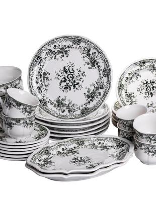 Столовый набор посуды 32 предмета на 6 персон vintage elegant фарфоровый черный yy78-7a