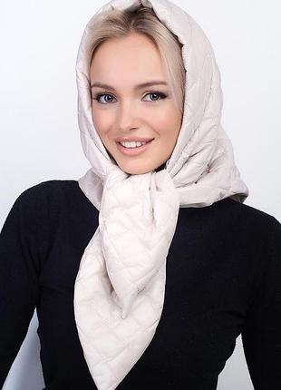 Женская двойная с синтапоном из плащёвки косынка-капюшон только лиловый шампань