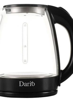 Электрочайник dario dr1802 black, 1.8л