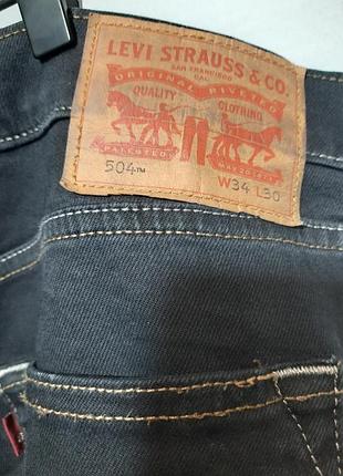 Джинсы прямые черные levis 504 34/30 comfort fit стрейчевые l