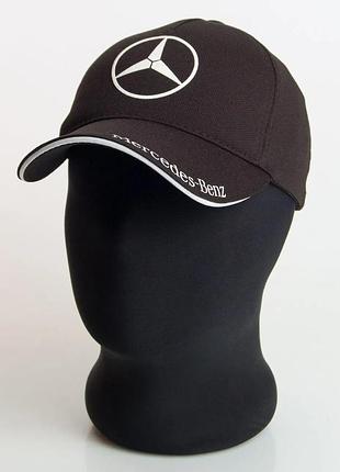 Мужская бейсболка чёрная трикотаж с логотипом автомобильной марки "mercedes-benz"-m