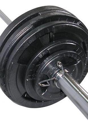 Штанга олимпийская newt 150 кг, гриф 2,2 м, диски 5,15, 20, 25 кг стальная, хромовое покрытие, диаметр 50 мм