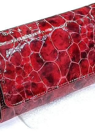 Гаманець жіночий лаковий шкіряний червоний 10*18*4 (туреччина)