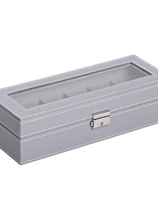 Скринька для наручного годинника 30×11×8 см з еко шкіри на 6 відсіків hp-5-3