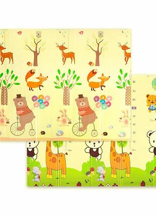 Детский складной развивающий термоковрик "мишка на велосипеде | ростомер" 200х180х1см (248) sw-00000166